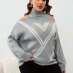 Geo Print Cold Shoulder Knit Top
