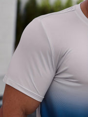 Gradient Print Men's Graphic Crew Neck T shirt for Summer