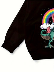 Boys Dino & Pony Print Hoodie Kid's Hooded Sweatshirt