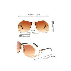 Oversized Rimless Wrap Around Sunglasses