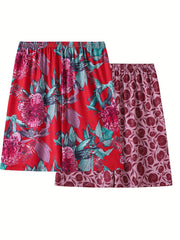 2 Pack Plus Size Boho Pajama Bottoms Set Women's Plus