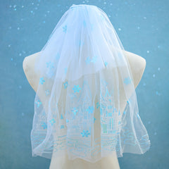 Yarn Wedding Veil Castle Print Sequin Headpiece Bridal Hair Accessories