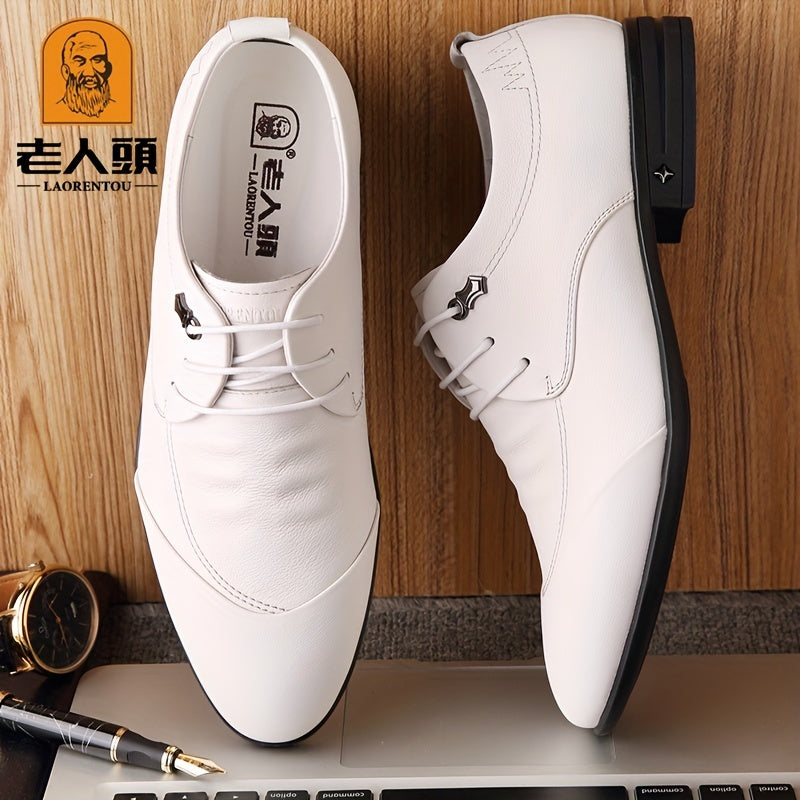 LAORENTOU Men's Leather Lace Up Shoes Lightweight Formal Shoes