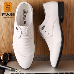 LAORENTOU Men's Leather Lace Up Shoes Lightweight Formal Shoes