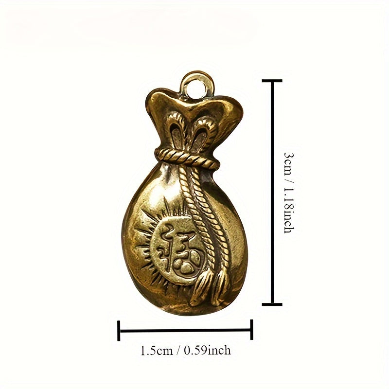 Brass Lucky Bag Keychain Fortune Pendant Ornament