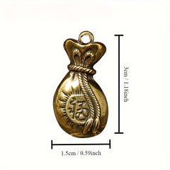 Brass Lucky Bag Keychain Fortune Pendant Ornament