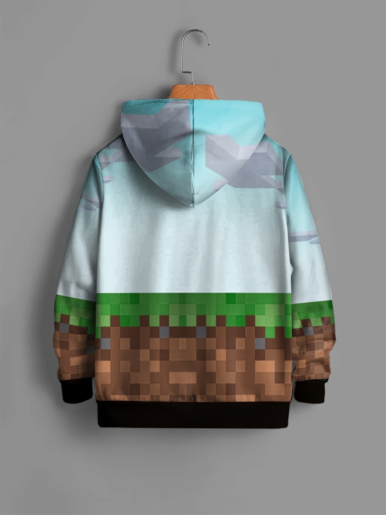 Pixel Style Game Print Kid's Hoodie Colorful Pattern Unisex Pullover