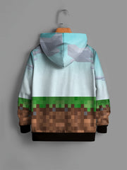 Pixel Style Game Print Kid's Hoodie Colorful Pattern Unisex Pullover