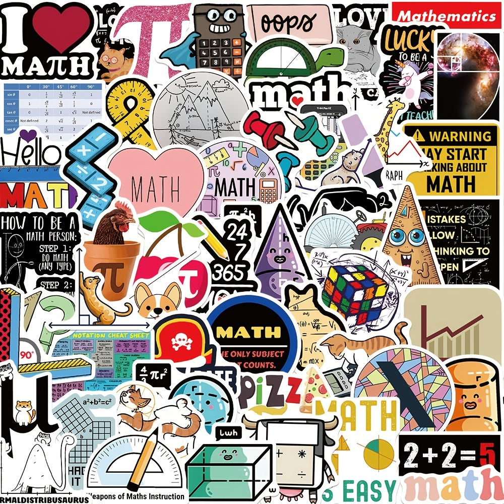 58pcs I Love Math Symbols Stickers Waterproof DIY Decoration