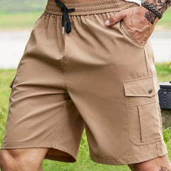 Men's Solid Cargo Shorts Active Drawstring Loose Sports Shorts