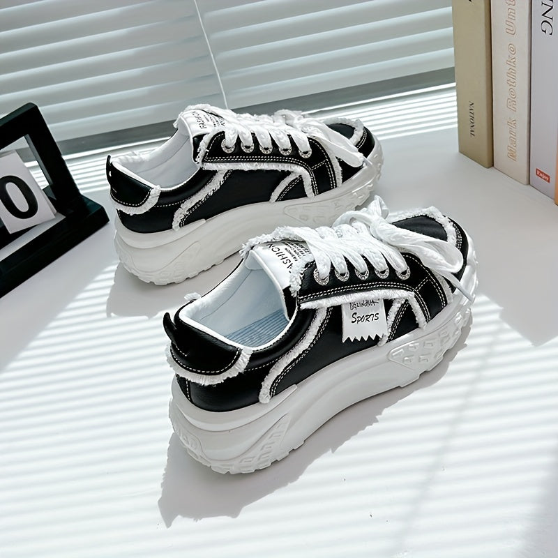 Thick Bottom Chunky Sneakers Shock Absorption Lightweight Skate Shoes