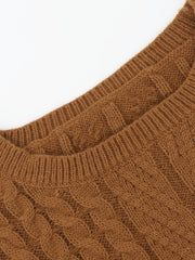 Plus Solid Cable Long Sleeve Sweater & Bodycon Midi Skirt Set