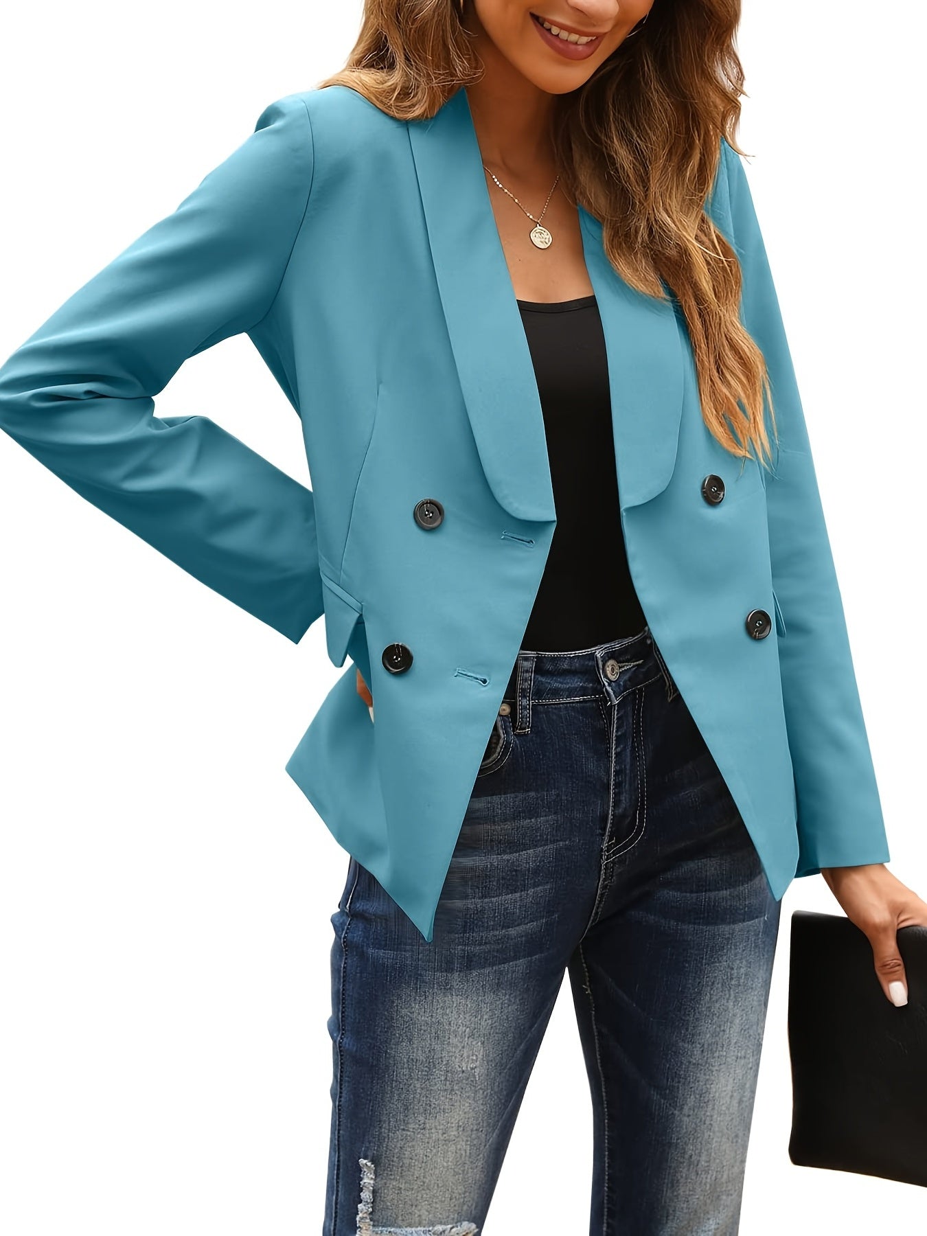 Lapel Solid Blazer Long Sleeve Work Office Outerwear Women's Clothing