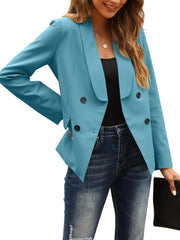 Lapel Solid Blazer Long Sleeve Work Office Outerwear Women's Clothing