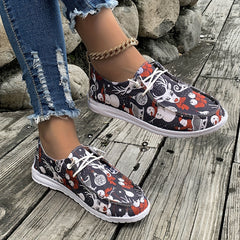 Christmas Print Low Top Walking Shoes Lightweight Non slip Casual Shoes