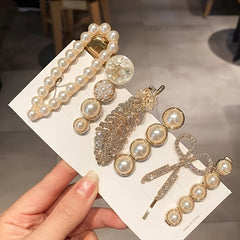 6pcs Fairy Faux Pearl Edge Hair Clip Hairpin Set