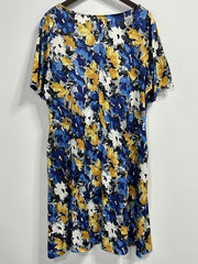 Boho Dress Floral Print Short Sleeve Round Neck Dress With Pockets