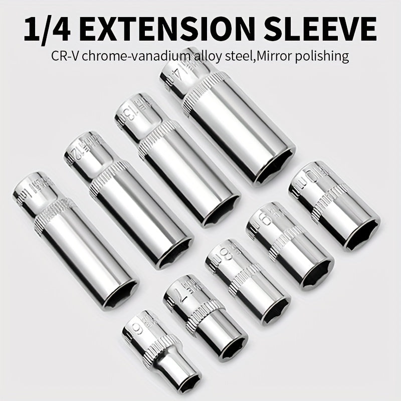 1/4 Socket Set Combination Hexagonal Socket Head Square Ratchet Wrench 6.3mm