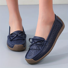Women's Hollow Out Slip On Flat Shoes with Bowknot Details