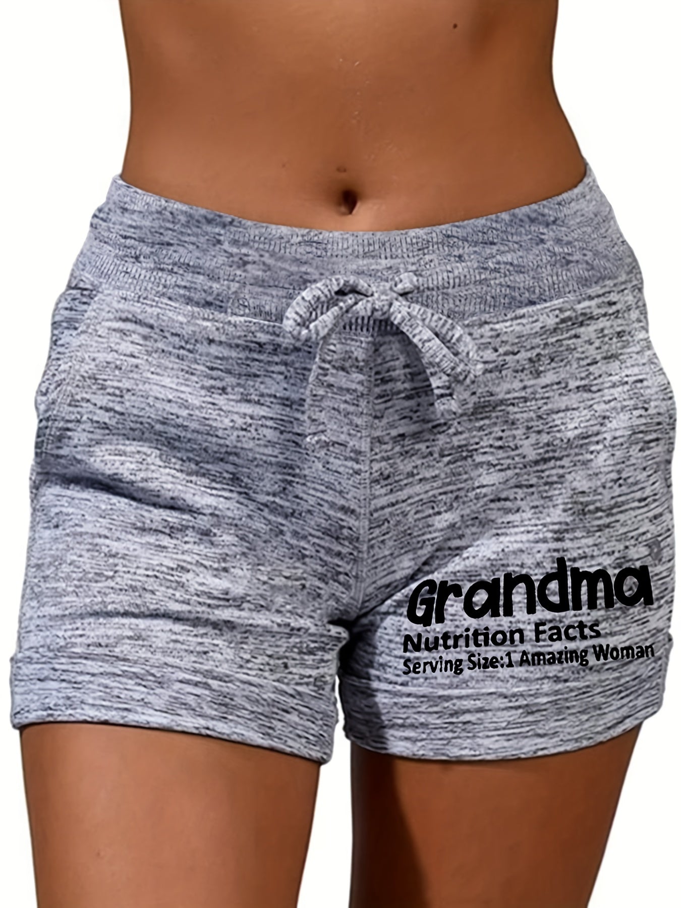 Letter Print Drawstring Casual Shorts for Women