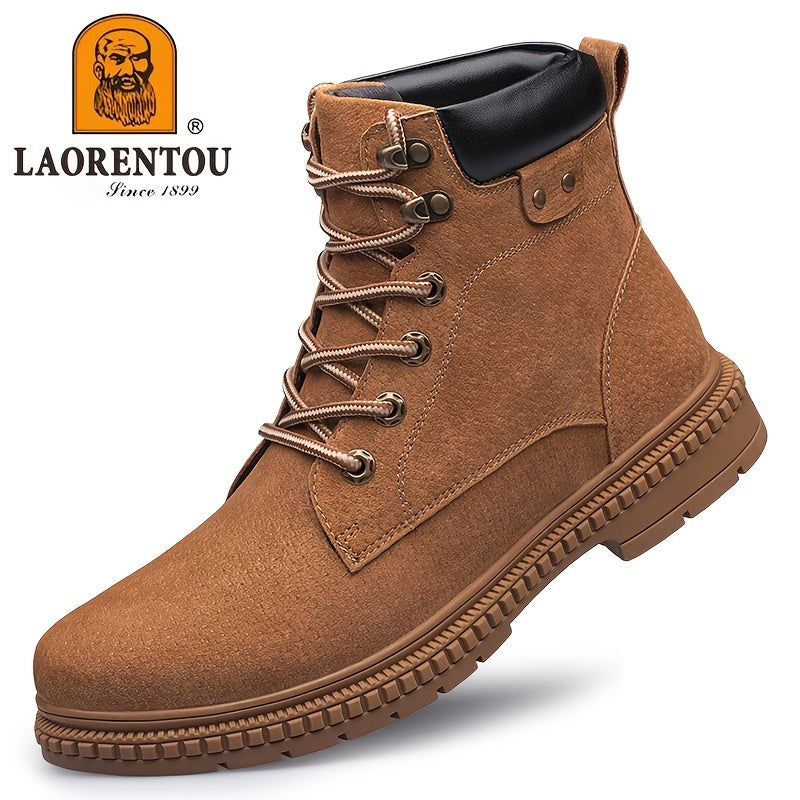 Men's Combat Boots Padded Collar Lace-up Walking Shoes Army Boots