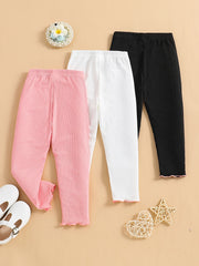 Baby Girls Solid Pants Thin Casual Leggings 3pcs