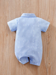 Baby Boy Short Sleeve Cartoon Bow Bodysuit