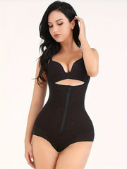 Lace Trim Shaping Romper Tummy Control Butt Lifting Zip Up Body Shaper