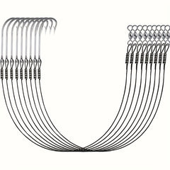 24pcs Steel Leaders Long Shank Hook Surf Fishing Leader Wire Forged Hook