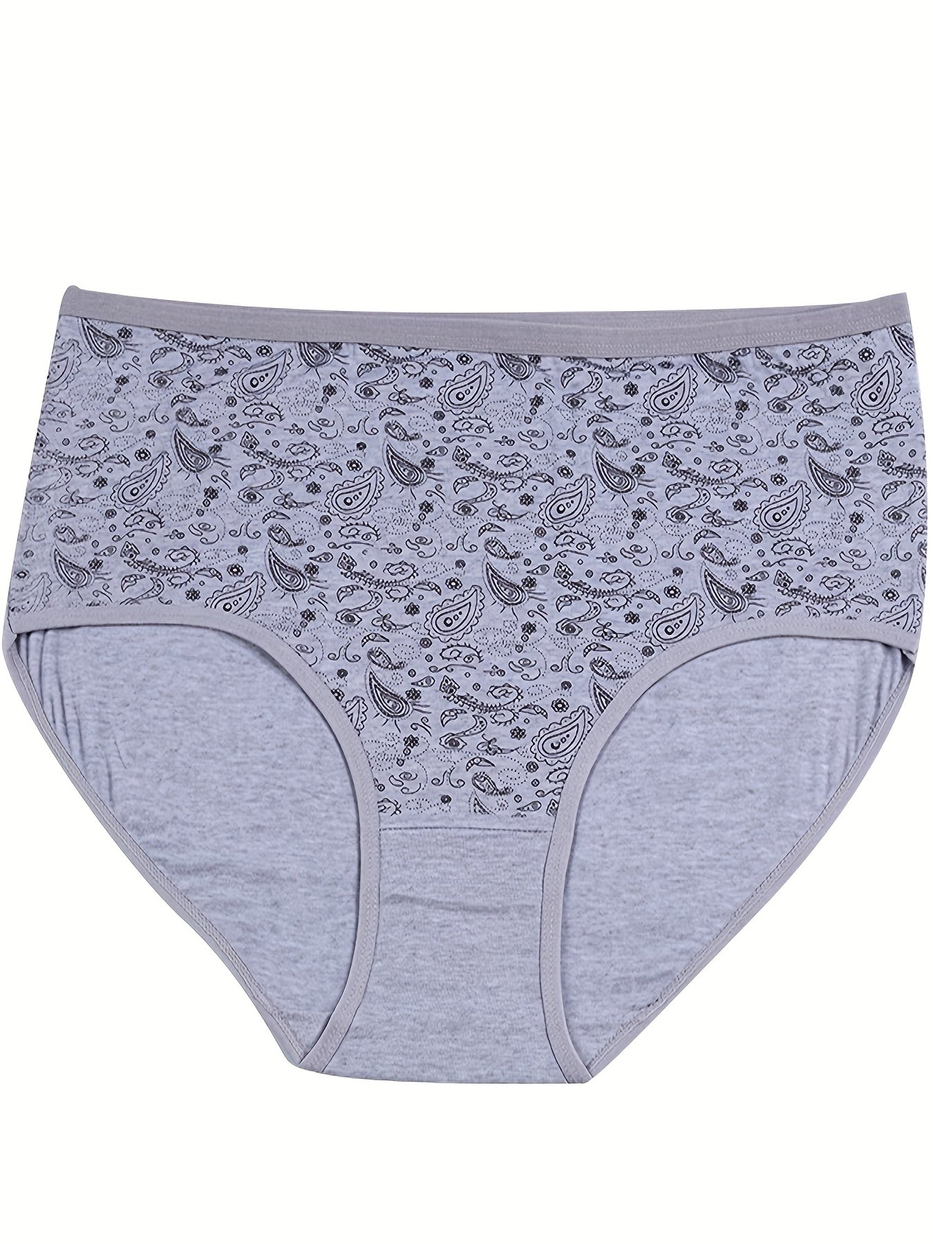4 Pack Plus Size Boho Panties Set Women's Plus Paisley Print Underwear