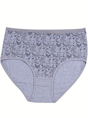 4 Pack Plus Size Boho Panties Set Women's Plus Paisley Print Underwear