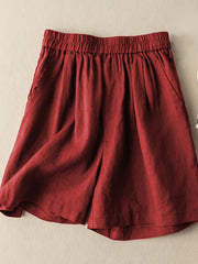 Solid Elastic Waist Shorts Casual Summer Versatile Shorts Women's Clothing