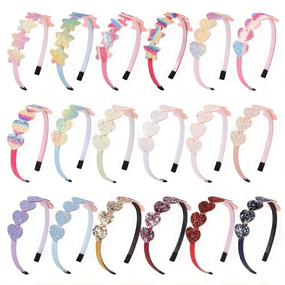6pcs Star Heart Sequin Hair Hoop Hair Accessories Girls