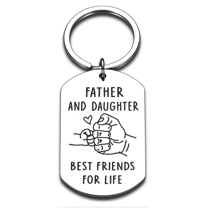 Father Daughter Keychain Gift Stainless Steel Key Ring