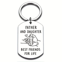 Father Daughter Keychain Gift Stainless Steel Key Ring