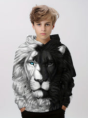 Lion 3D Print Boys Hoodie Pullover