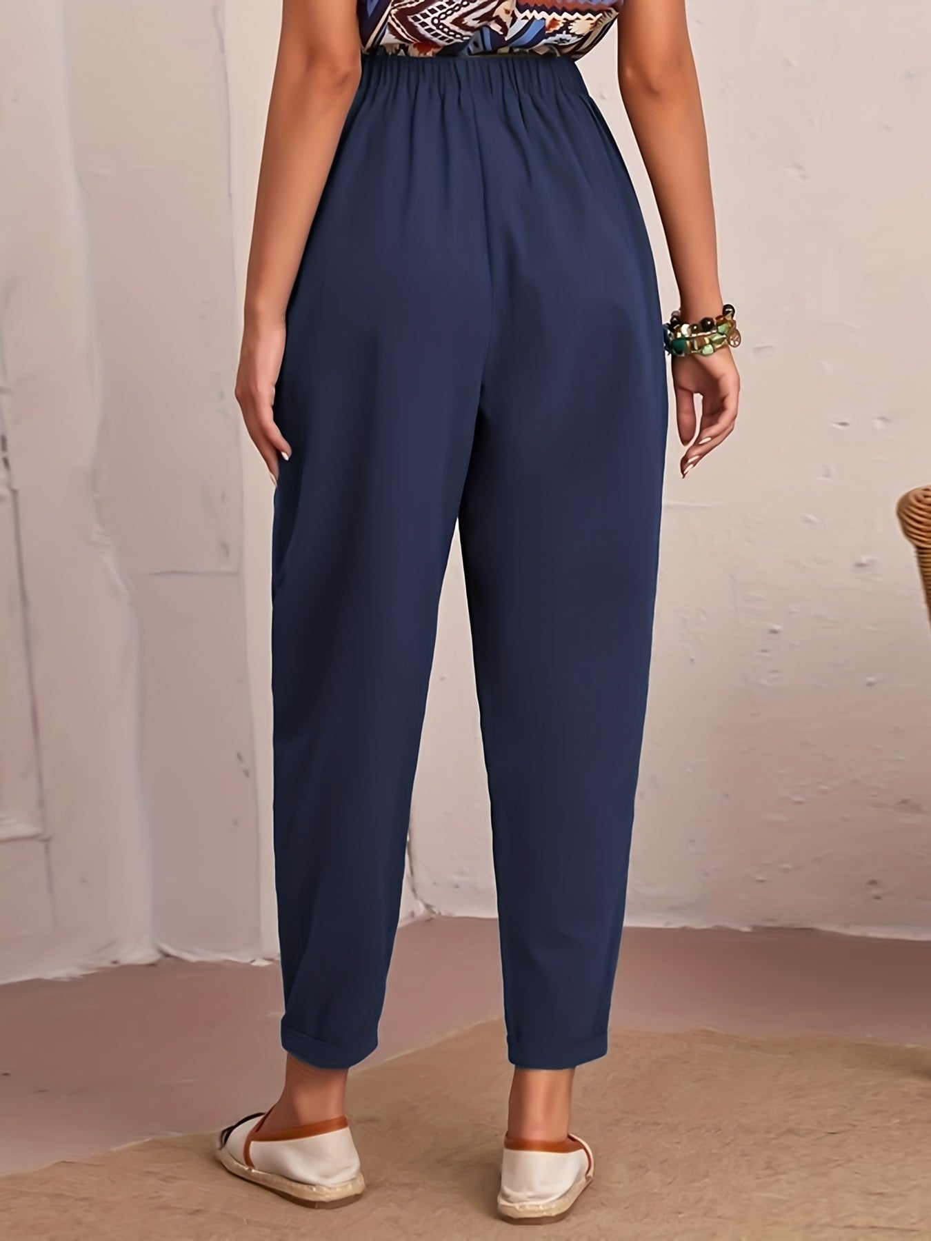 Minimalist Casual Cropped Pants Pocket Pants Women's Clothing