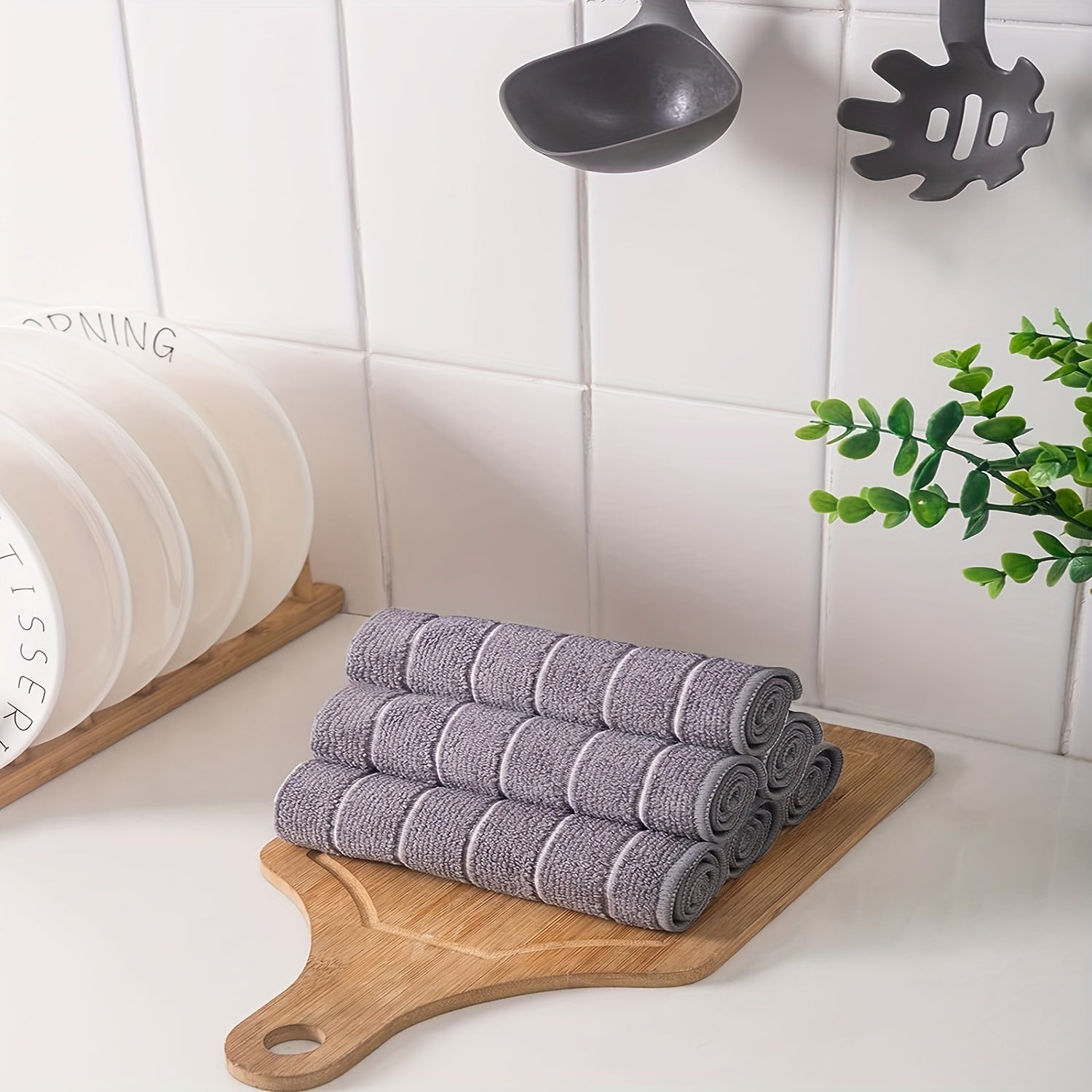 12pcs Square Dish Towels Cleaning Cloth Antibacterial Washable Kitchen Stuff