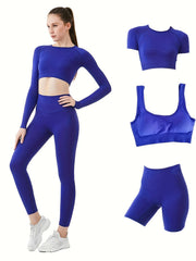 5Pcs Seamless Yoga Suit Slimming Top & High Waist Short & Pant Set