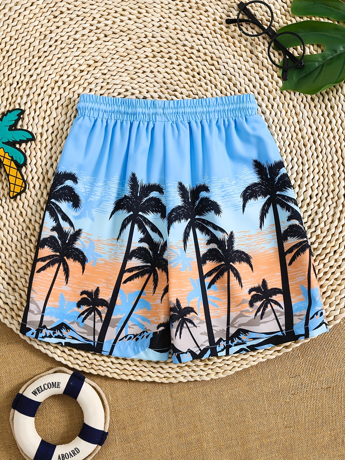 Boys Swim Trunks Coconut Tree Print Beach Pants