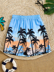 Boys Swim Trunks Coconut Tree Print Beach Pants