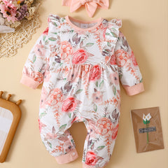 Baby Girls Floral Print Long Sleejson for Winter