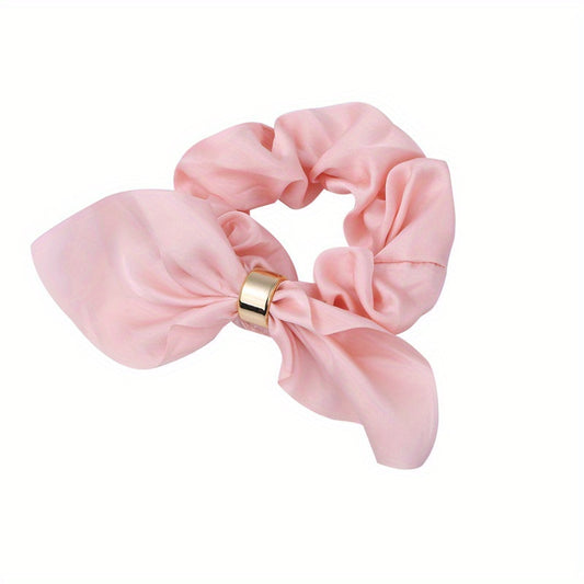 Satin Rabbit Ear Scrunchie Hair Tie Leather Band