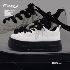 HUANQIU Lace-up Low Breathable Board Shoes Casual Sneakers Women's Footwear