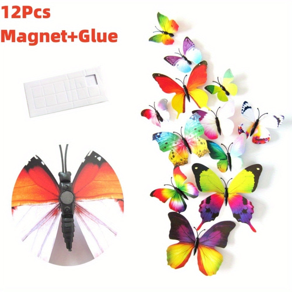 12pcs 3D Butterfly Magnet Craft Decorations