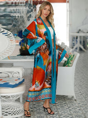 Boho Kimono Women's Plus Size Long Sleeve Beach Cover