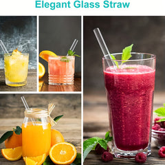 12 Pack Clear Glass Straws Shatter Resistant for Cocktails and Smoothies