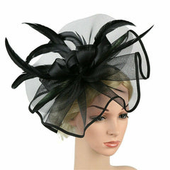 Feather Flower Hair Hat Women Tea Party Headband Fascinator Wedding Cocktail