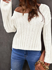 Solid Long Sleeve Round Neck Stretch Jumper