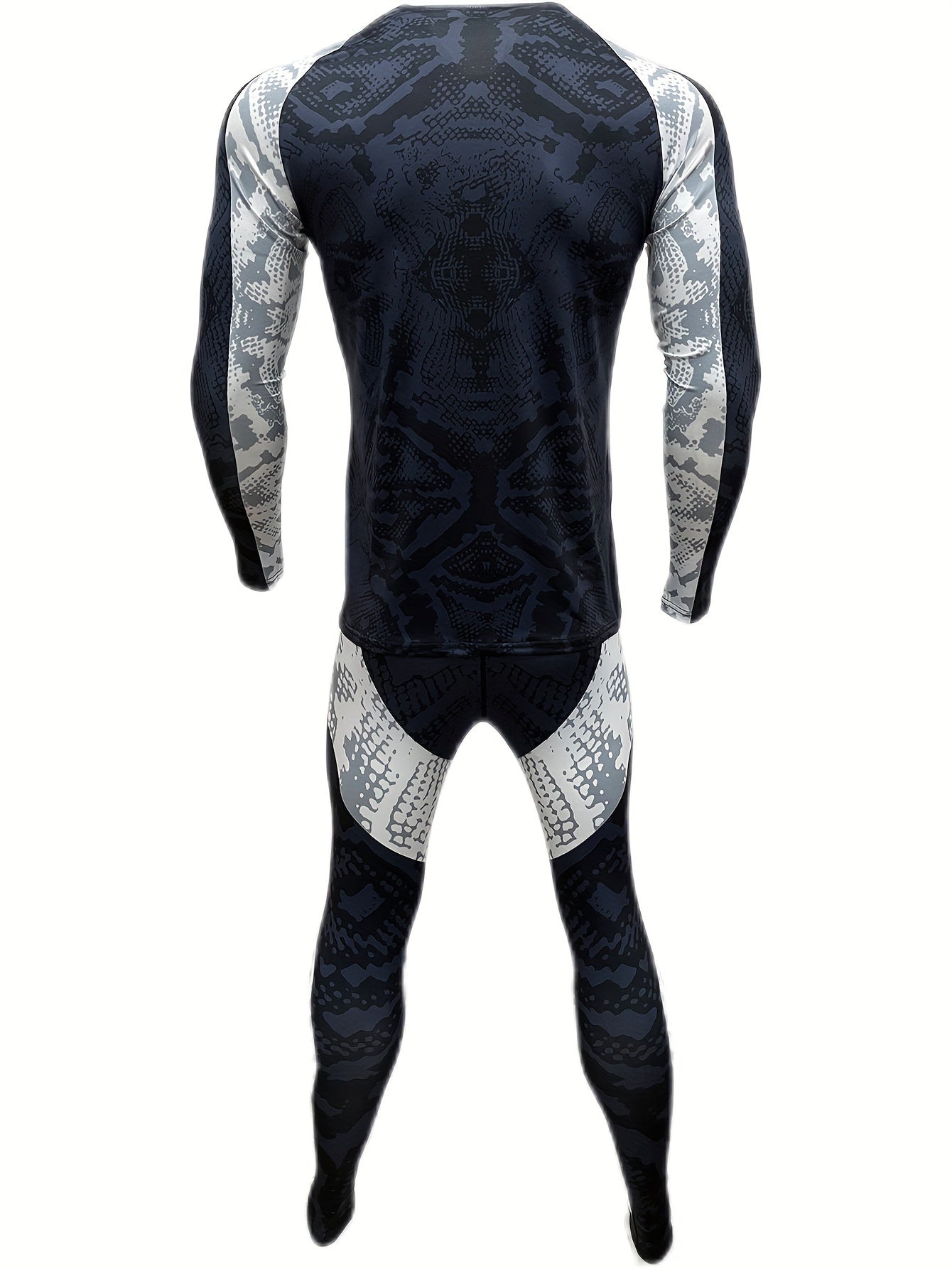 Men's Athletic Tracksuit Skinny Fit Long Sleeve Round Neck Jersey and Leggings